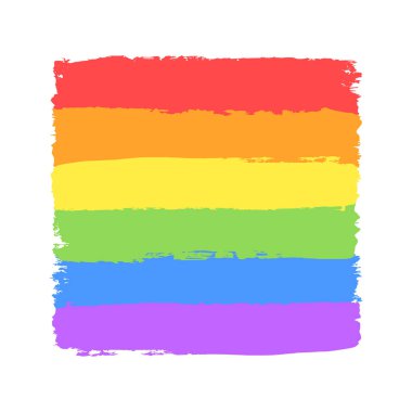 LGBT, gay ve lezbiyen gurur gökkuşağı doku. Beyaz arka plan üzerinde izole eşcinsel gurur tasarım öğesi vektör simgesi.