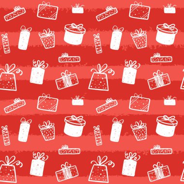 Vektör satış, alışveriş, afiş, paket, kartı, web, sarıcı için Doğum günü tasarım. Kırmızı zemin üzerine Dikişsiz desen.