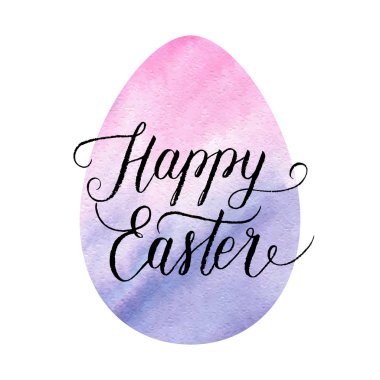 Mutlu paskalya tebrik kartı, poster Rose kuvars ve huzur suluboya yumurta ile. Vektör arka plan el yazı ile. 