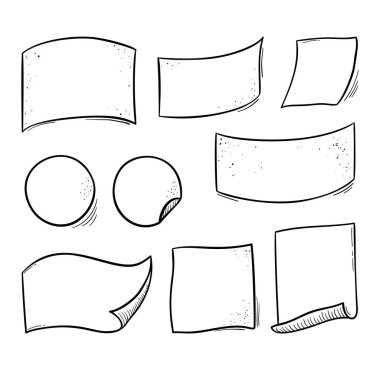 Vektör notepapers, defter, boşaltmak sayfaları. Doodle vektör çizim. Vintage ve modern set el çekilmiş.