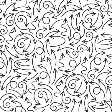 Siyah doodle oklarla vektör seamless modeli.