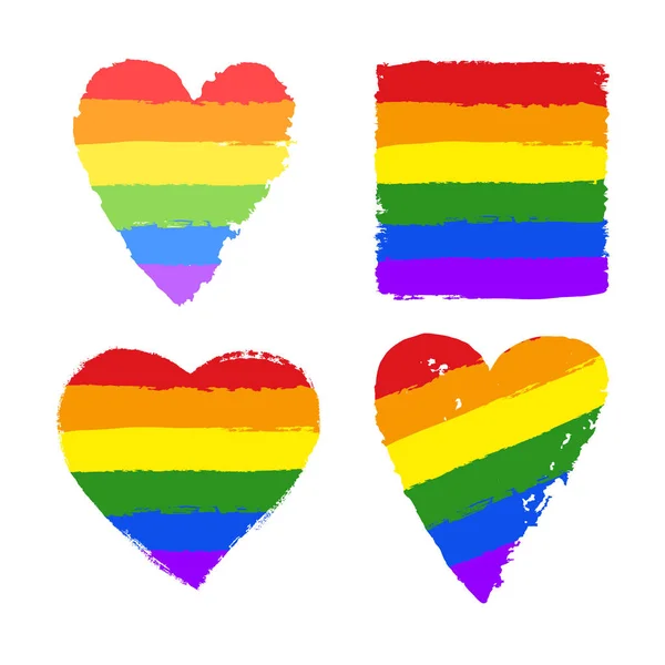 Vector Gay Pride Design Elements Rainbow Flag Heart Smear Símbolos — Vector de stock