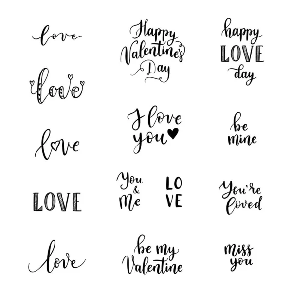 Joyeux Saint Valentin Phrases Pour Les Cartes Voeux Affiches Fond — Image vectorielle