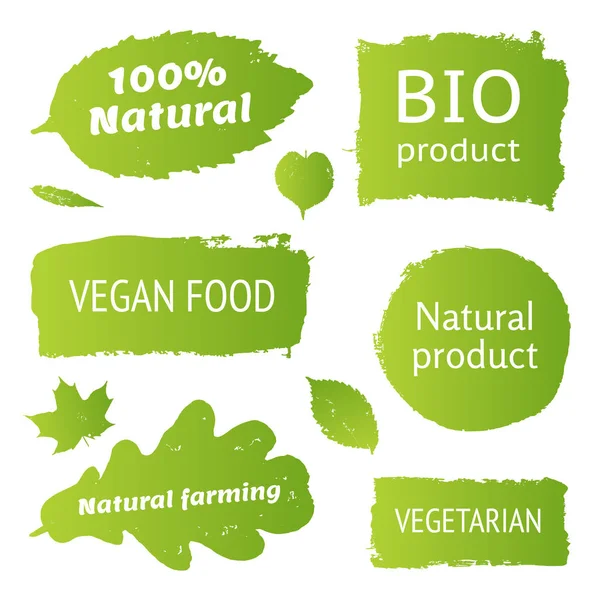 Natur Bio Bioprodukt Vegane Ernährung Natürliche Landwirtschaft Vegetarisch Geprägte Etiketten — Stockvektor