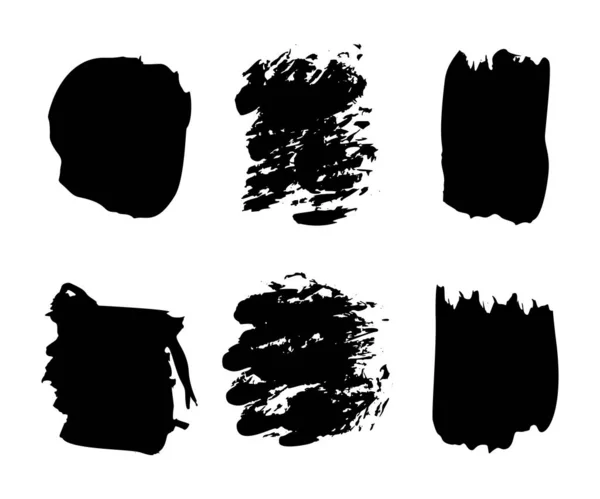 Pincel Abstracto Dibujado Mano Negro Trazos Caja Rectángulo Borde Conjunto — Vector de stock