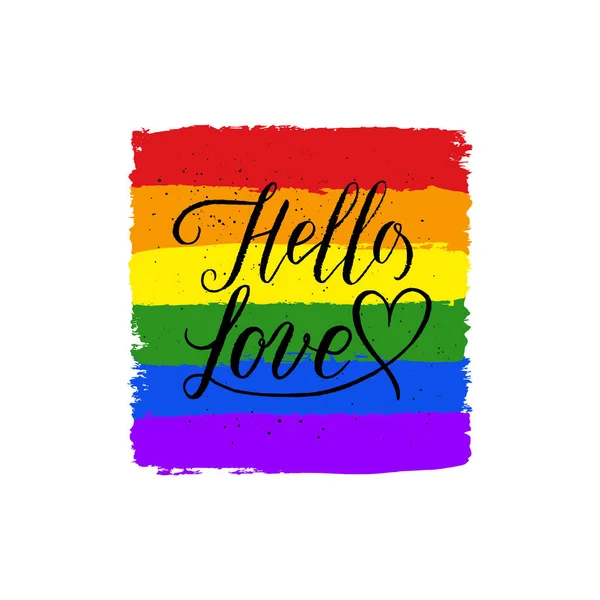 Lgbt Schwul Lesbische Glückwunschkarten Plakate Mit Handgezeichneten Farbstrichen Herzen Regenbogen — Stockvektor