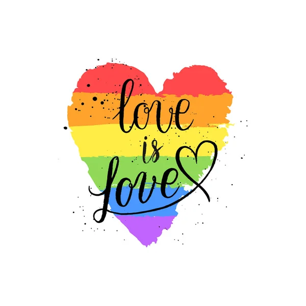 Lgbt Schwul Lesbische Glückwunschkarten Plakate Mit Handgezeichneten Farbstrichen Herzen Regenbogen — Stockvektor