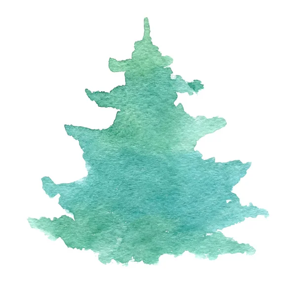 Handgezeichneter Blauer Aquarell Weihnachtsbaum Vektorhintergrund — Stockvektor