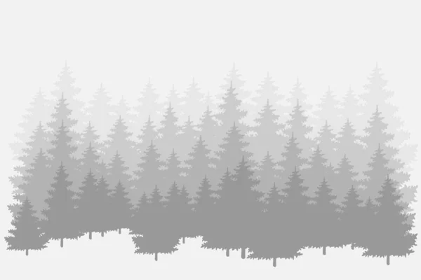 Misty Pine Forest Vector Background — Stock Vector