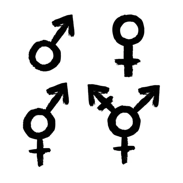 Conjunto Iconos Relacionados Con Género Símbolos Femeninos Masculinos Lgbt Transgénero — Archivo Imágenes Vectoriales