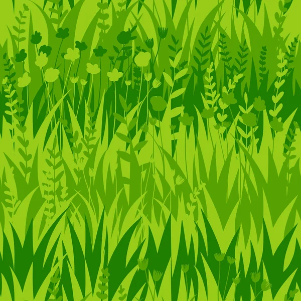 Summer Green Grass Seamless Pattern Background Vector Eco Nature Design — Stock Vector