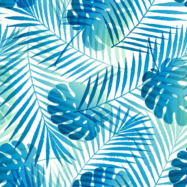Summer gradient tropical palm tree leaves seamless pattern. Vector grunge design for cards, wallpapers, backgrounds and natural product.