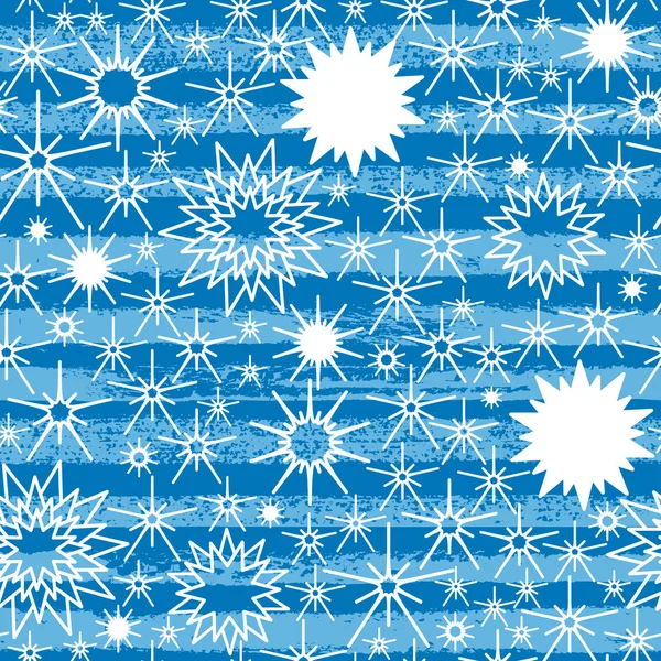 Handgezeichneter Indigofarbener Nachthimmel Mit Sternen Nahtlosem Streifenmuster Vektortinte Abstrakter Hintergrund — Stockvektor