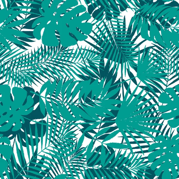 Verão Tropical Palmeira Folhas Sem Costura Padrão Vector Grunge Design —  Vetores de Stock