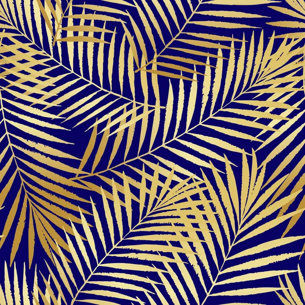 夏季金热带棕榈树叶子无缝图案 用于卡片 背景和自然产品的矢量格格设计 — 图库矢量图片