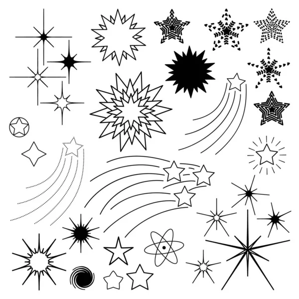 Ensemble Étoiles Vectorielles Doodle — Image vectorielle