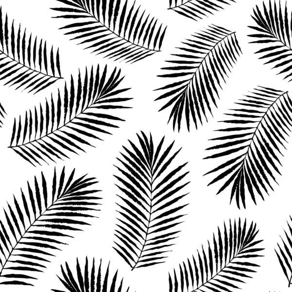 Verão Tropical Palmeira Folhas Sem Costura Padrão Projeto Vetorial Grunge —  Vetores de Stock