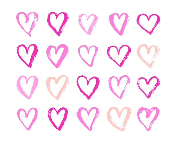 Символ Дня Влюбленных Розовые Сердца Гранж Стиль — стоковый вектор