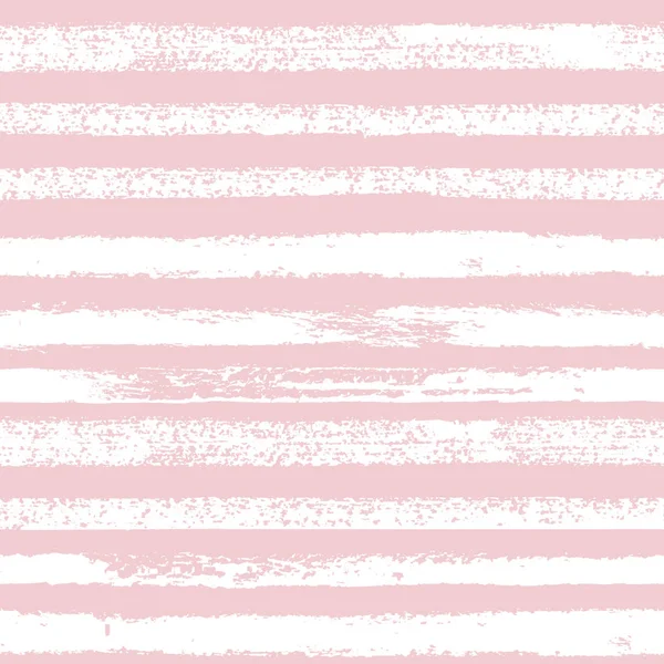 Tinta Dibujada Mano Color Rosa Blanco Patrón Sin Costura Raya — Vector de stock
