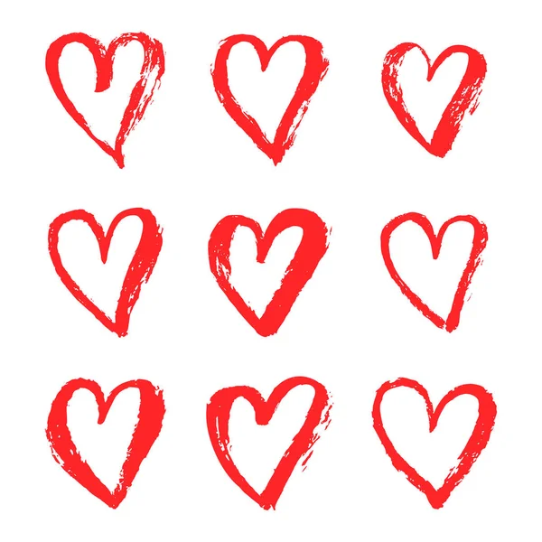 Encre Vectorielle Rouge Coeur Symbole Sur Joyeuse Saint Valentin Style — Image vectorielle