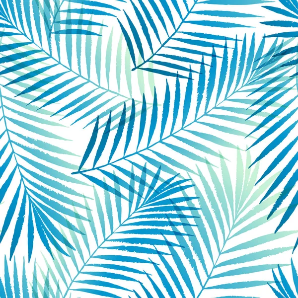 Summer Gradient Tropical Palm Tree Leaves Seamless Pattern Vector Grunge — Stock Vector