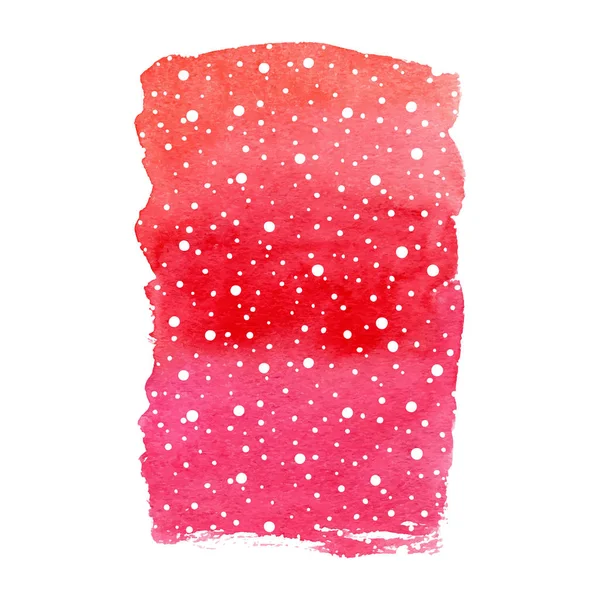 Vektor Winterferien Hintergrund Mit Fallendem Schnee Handgezeichneter Roter Aquarellpinselfleck Form — Stockvektor