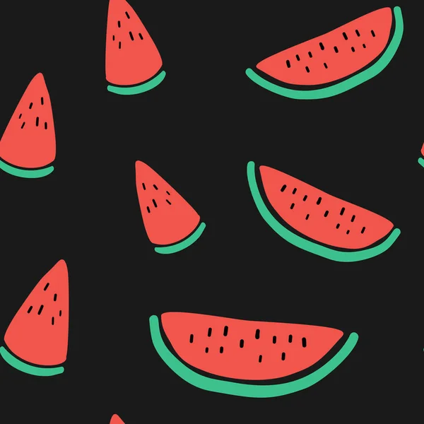 Vektor Tropischen Früchten Hintergrund Mit Wassermelone Sommer Exotische Früchte Nahtlose — Stockvektor