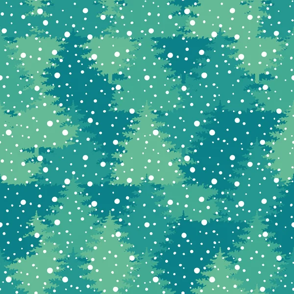 Winterurlaub Nahtlose Muster Mit Weihnachtsbaumzweigen Schneeflocken Vektor Fallenden Schnee Auf — Stockvektor