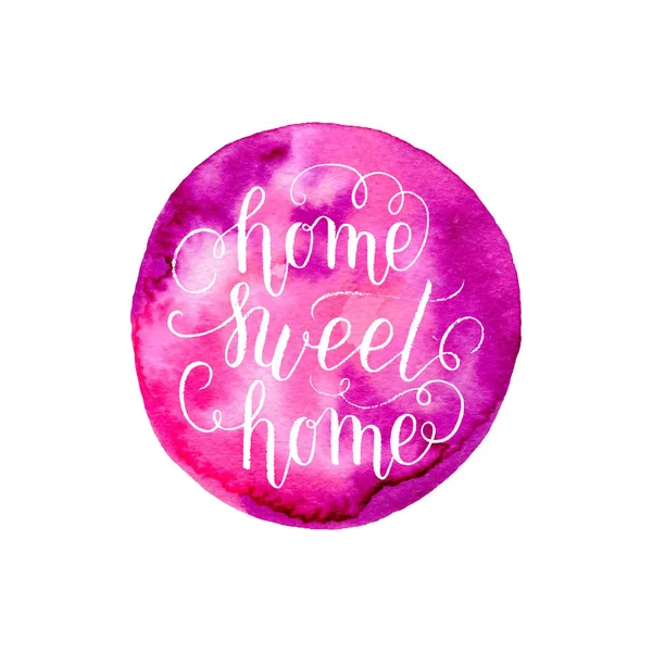 Home Sweet Home Banner Poster Vektor Text Auf Rosa Aquarell — Stockvektor