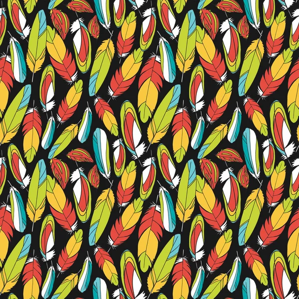 夏季热带鹦鹉羽毛无缝图案 向量时尚背景 — 图库矢量图片