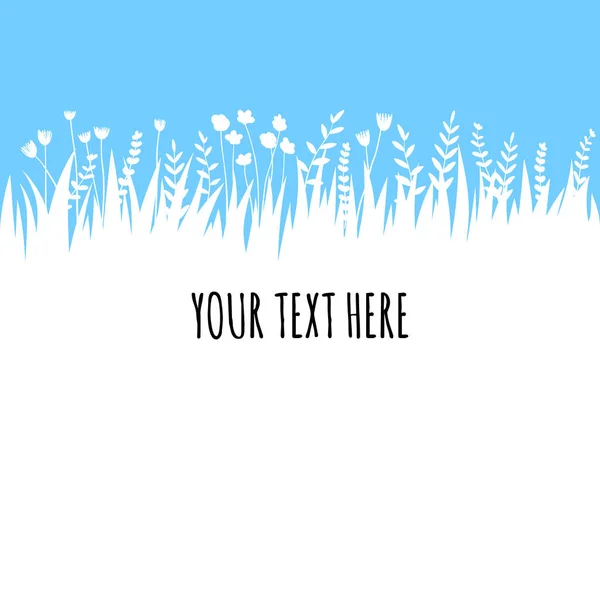 Sommergras Auf Blauem Himmel Hintergrund Für Text Vektor Eco Natur — Stockvektor