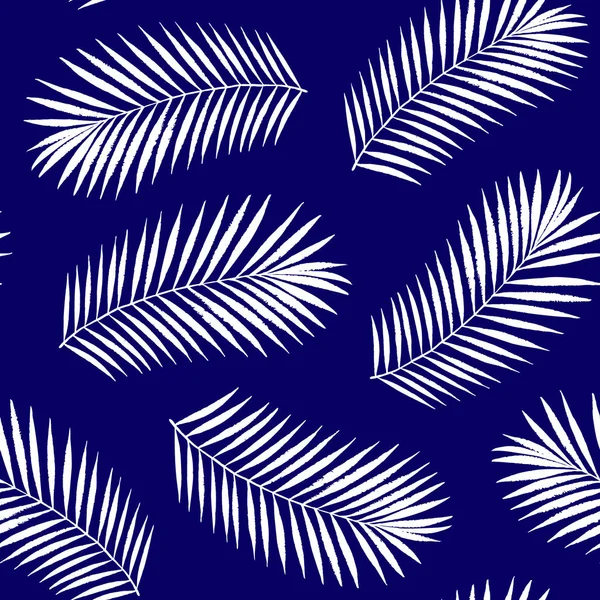 Summer Tropical Palm Tree Leaves Seamless Pattern Vector Grunge Design — Stock Vector