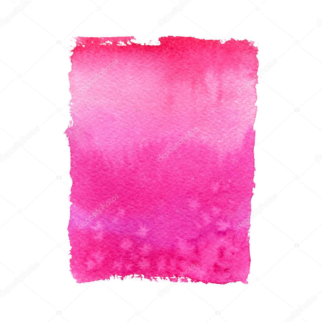Pink watercolor hand drawn element. Vector background.