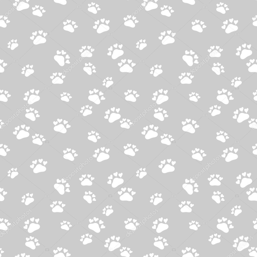 Vector fashion seamless pattern with cat's trace. Doodle style