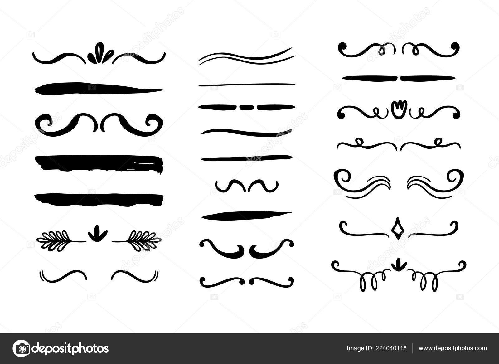 手绘边框分隔线设置矢量墨迹画笔元素图库矢量图©natakuprova 224040118, image size:1600x1167