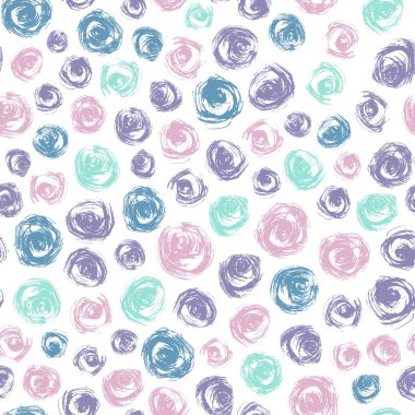 Elle çizilmiş pastel mürekkep soyut seamless modeli swirls. Vektör doku. Beyaz arka plan üzerinde boya fırça smear. 