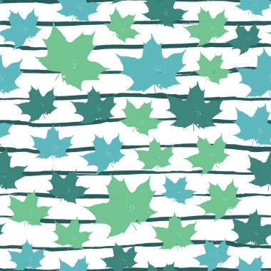 Sonbaharda yapraklar, vuruşlar seamless modeli. Vektör sonbahar arka plan