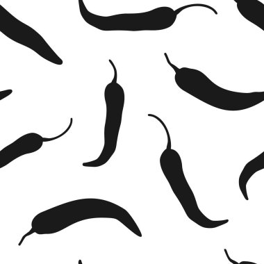 Vektör biber, jalapeno, acı acı biber arka plan. Meksika egzotik baharatlı seamless modeli. El çizimi gıda illüstrasyon, şal, kumaş, tekstil