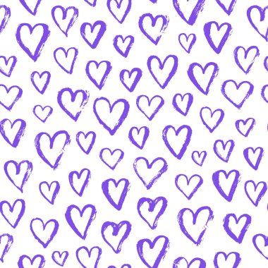 El drawnhearts seamless modeli. Vektör arka plan rengini yıl 2018 ile