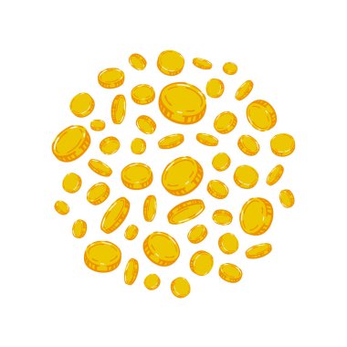 Vektör altın düşen arka plan paraları. Ekonomi grafik