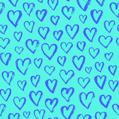 El drawnhearts seamless modeli. Vektör arka plan rengini yıl 2018 ile