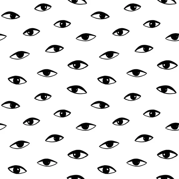 Handgezeichnete Augenkritzeleien Symbolisieren Nahtlose Muster Retro Stil Vektor Schönheit Illustration — Stockvektor