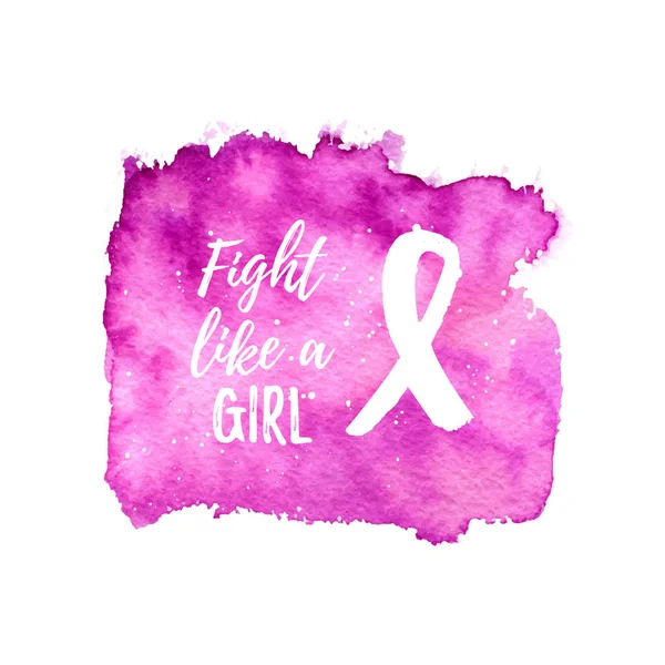 Fight Girl Awareness Month Ribbon Banner Poster Vector Text Pink — Stock Vector