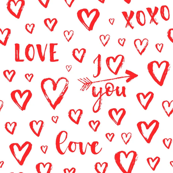 Wektor Mody Wzór Sercami Happy Valentines Day Doodle Stylu — Wektor stockowy