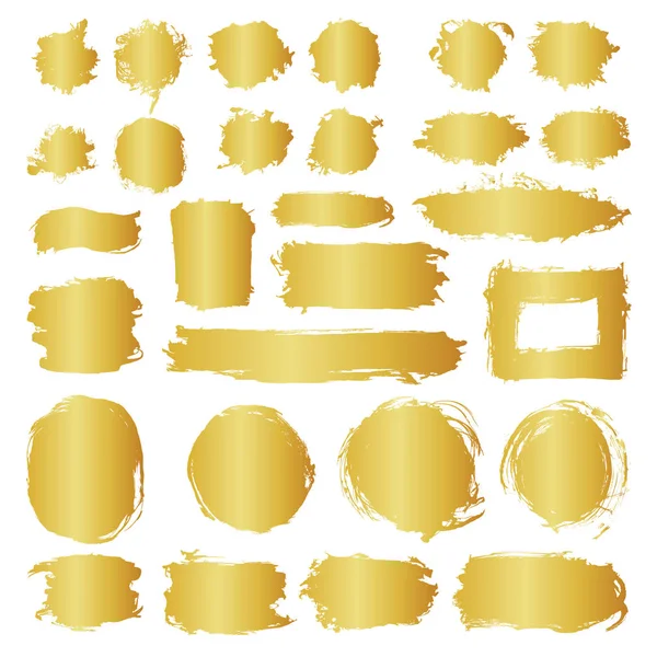 Mega Coleção Mão Desenhado Gradiente Dourado Pinceladas Abstratas Pincel Conjunto — Vetor de Stock
