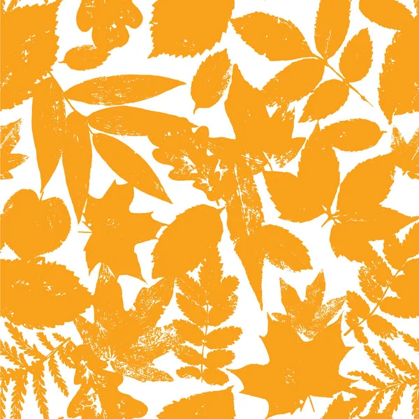 Цветные Оранжевые Осенние Листья Сплошной Рисунок Векторный Гранж Дизайн Элементов — стоковый вектор