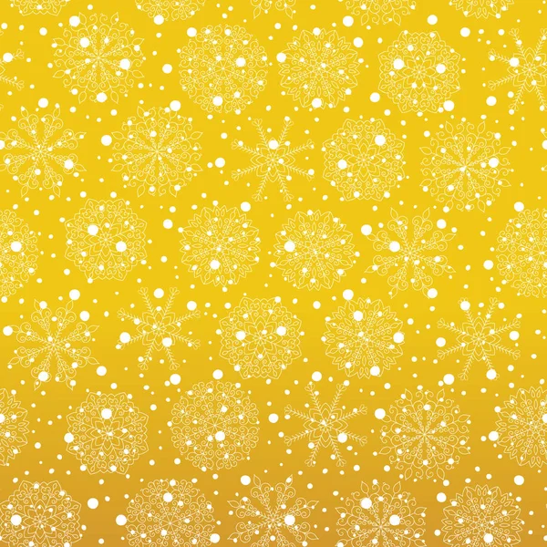 Talviloma Joulun Kultainen Kaltevuus Lumihiutaleilla Saumattomia Kuvioita Vektori Lumen Taustalla — vektorikuva