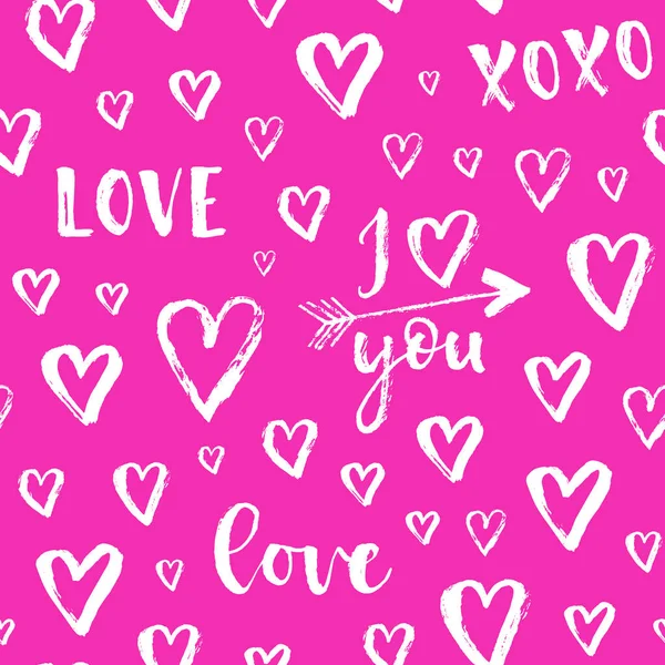 Vektorové Módní Vzor Bezešvé Srdíčky Happy Valentines Day Doodle Styl — Stockový vektor