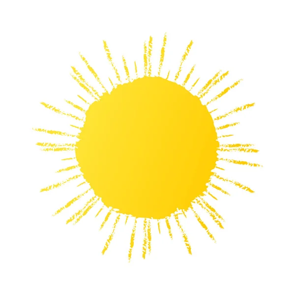 手描きかわいい太陽のアイコン 黄色ベクターの日照グラフィック — ストックベクタ