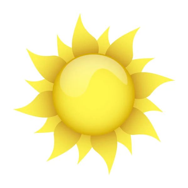 Soleil jaune sur fond blanc — Image vectorielle